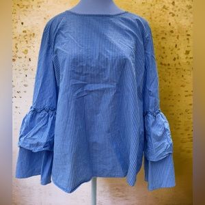 Loft Striped Tie Back Bell Sleeve Top